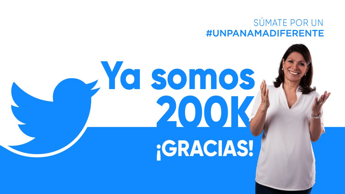 AnaMatildeGomez's tweet photo. Ya somos 200 mil personas que deseamos #unpanamadiferente. Queremos agradecer a todos nuestros seguidores por su apoyo e invitarlos a correr la voz para que seamos muchos más. #hagamoslascosasbien que juntos lo lograremos.
#AnaMatildePresidenta https://t.co/26LMN0Rb17