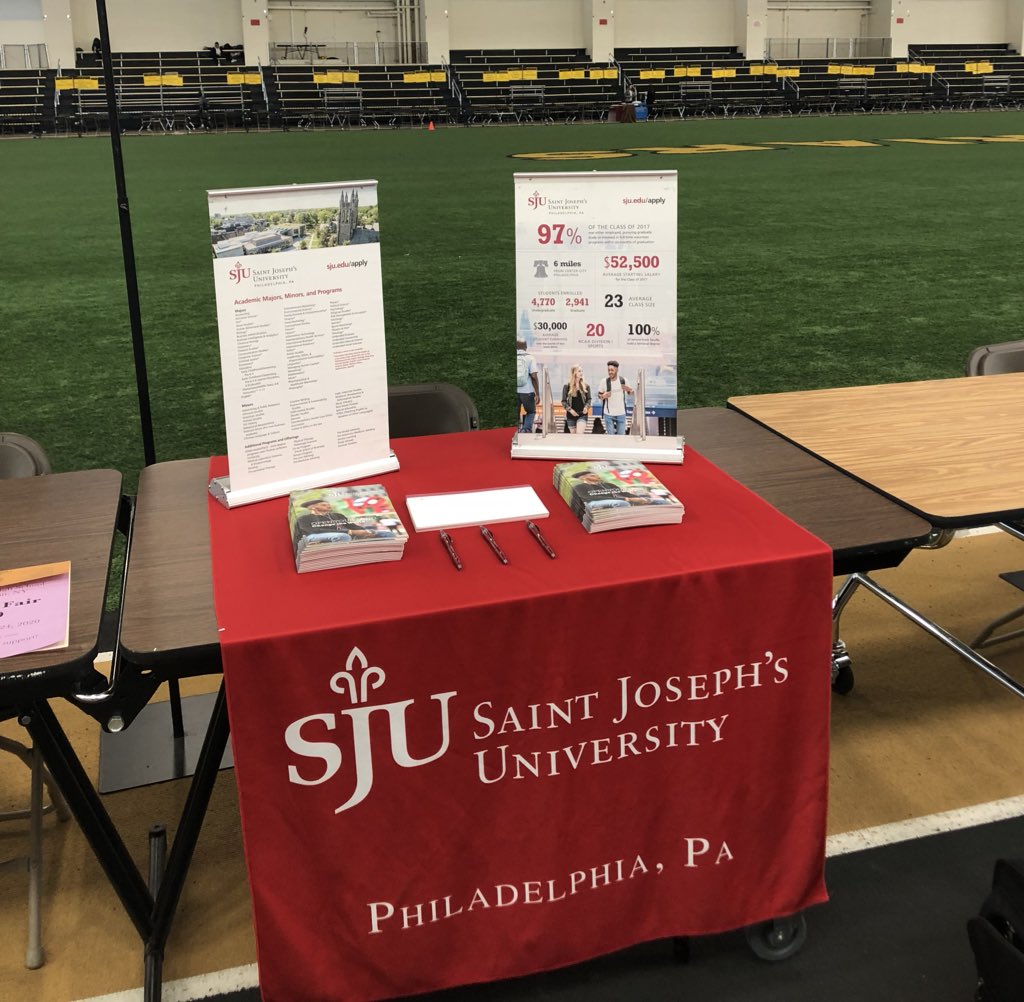 MonicaSJU's tweet photo. Come visit SJU at Saint Anthony’s Spring College Fair! 🤗 @StAnthonysHS #THWND https://t.co/wzpSLXz1x9