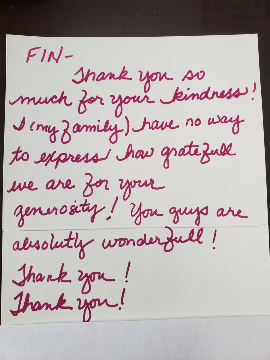 We just had a client drop off this lovely thank you note.  She was in tears and so grateful for the help she received. Without this generous community, we wouldn't be able to make such a difference in the lives of our neighbors, so THANK YOU!