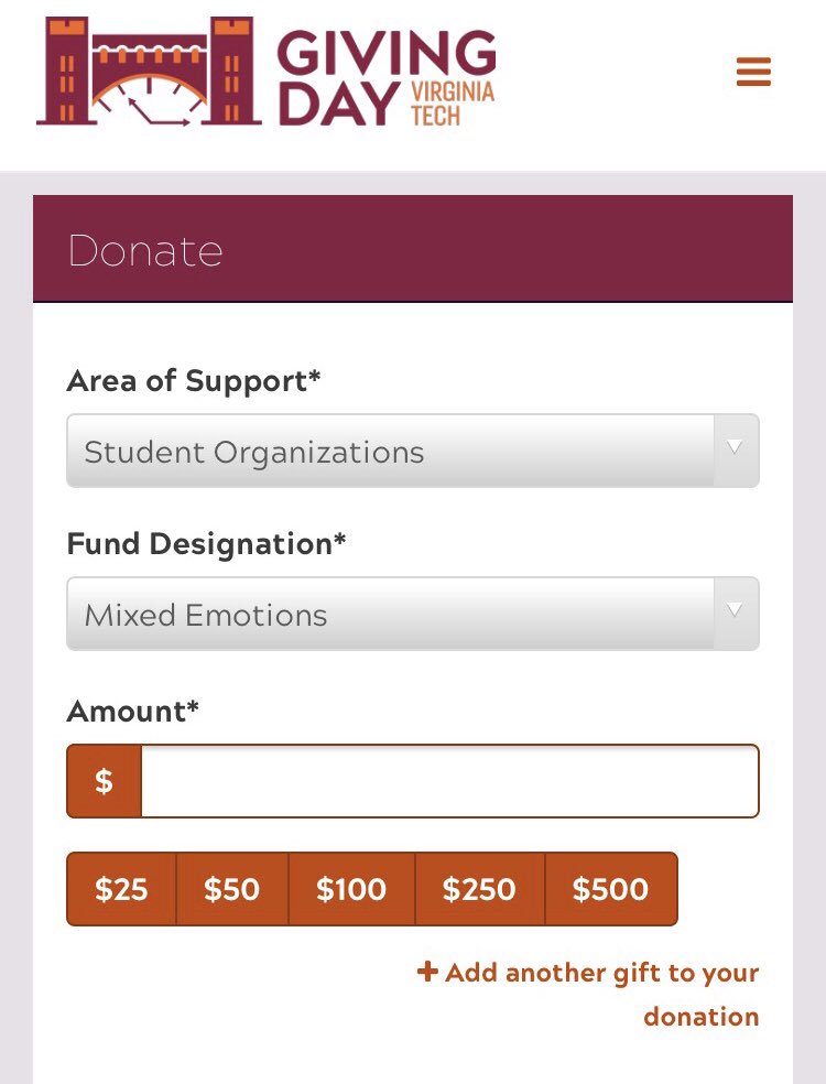VTMixedEmotions's tweet photo. Virginia Tech Giving Day is happening NOW until tomorrow at noon! We have many projects this semester where we would benefit from your financial help. Donate to Mixed Emotions TODAY to help us fund our spring concert and our EP recording! 

Visit https://t.co/S4OLUtXXQi!!! https://t.co/ROPWDdiWrc