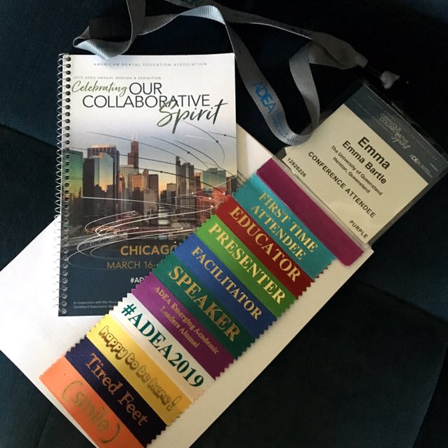 emmakbartle's tweet photo. Our name badges say it all, really! #ADEA2019 #uqhealth https://t.co/jDLdCxGUcn