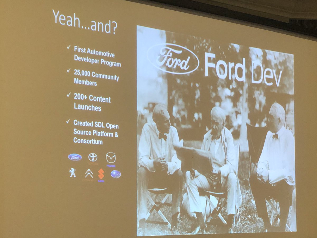 maxkatz's tweet image. Ford is one of the first automotive companies to launch a developer program @FordDevTeam Scot Burnell #devrelconference #devrel