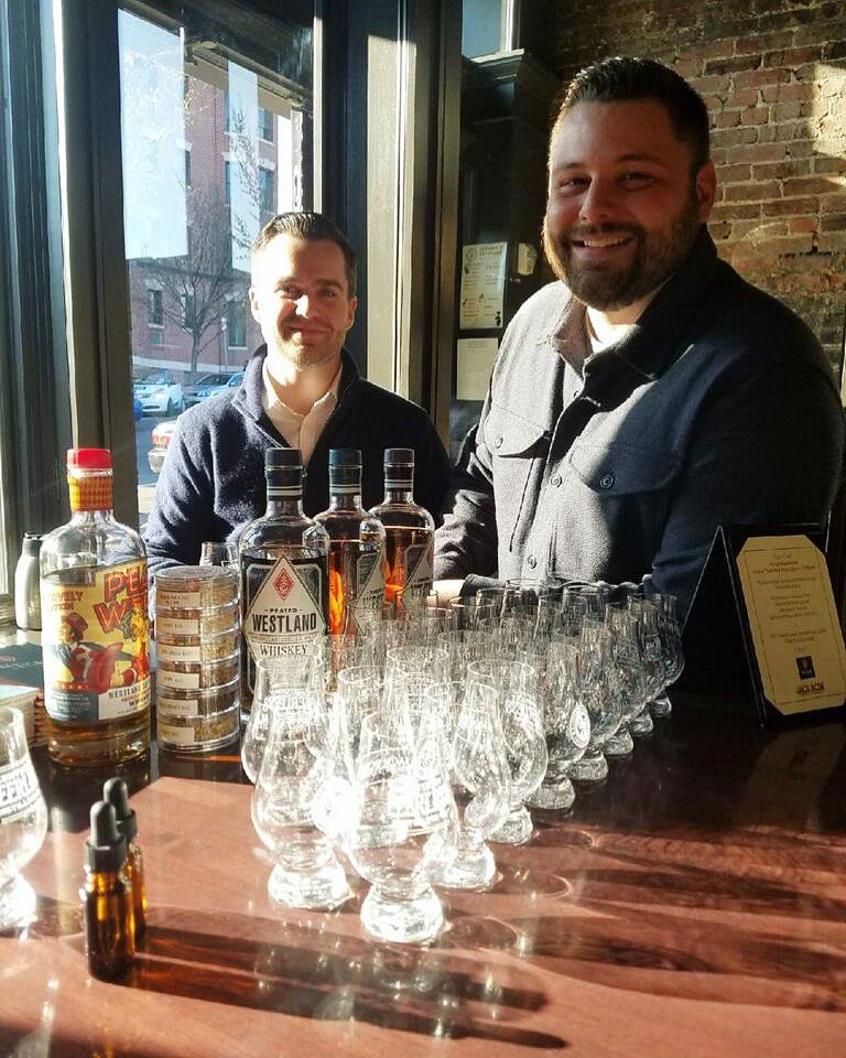 JackRoseinDC's tweet photo. Happening now! @westlandwhiskey is pouring free tastes of their brand new #PeatWeek release in our Saloon tonight from 5-7:30! 🥃 #HighTopDrams #peatweek2019 https://t.co/WlvQCjOSgc