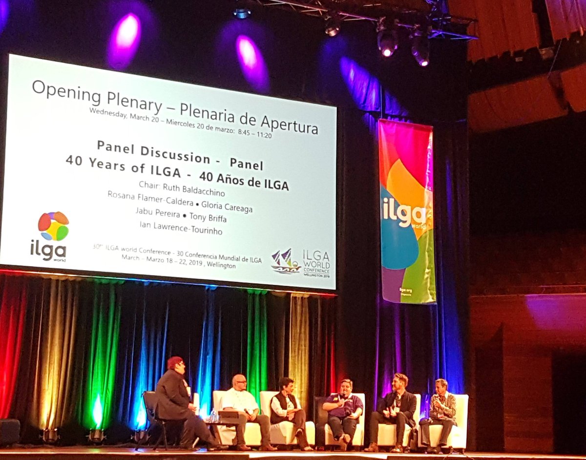 Intersexioni's tweet photo. Now the panel discussion on the #LGBTIQ #movement and #ILGAWorld’s growth in the past 40 years, part of the #OpeningPlenary #Ilgaworldconference #ilgaworldconference2019 #ilga40 #ILGA2019NZ #NewZealand #humanrights
Photo credit @InoKehrer https://t.co/qqYPDLsSDw