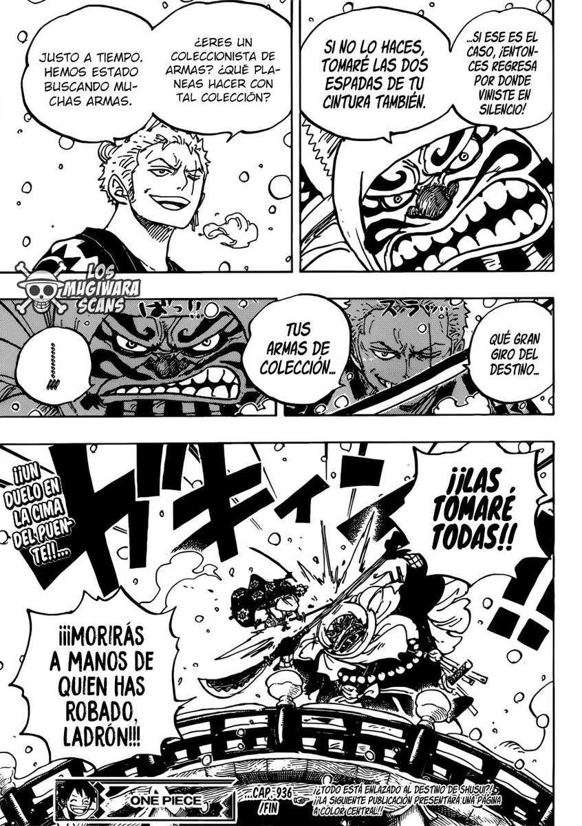Traffy Auf Twitter En El 936 De One Piece Se Nos Presenta A Un Personaje Nuevo Que Bloquea El Camino De Zoro El Mismo Que Le Habia Robado Su Espada Shusui Y