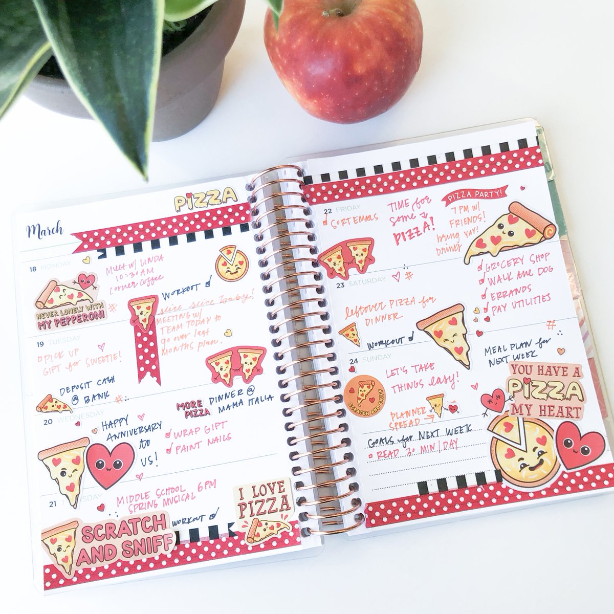 CraftSmithCo's tweet photo. We've got pizza on the brain! Our mini #recollectionsplanner spread is not only filled with pizza but also smells like pizza! Get your hands on our fun scratch and sniff stickers available @michaelsstores! #planneraddict #craftsmith #michaels #michaelsstores https://t.co/pj0VfbtY8u