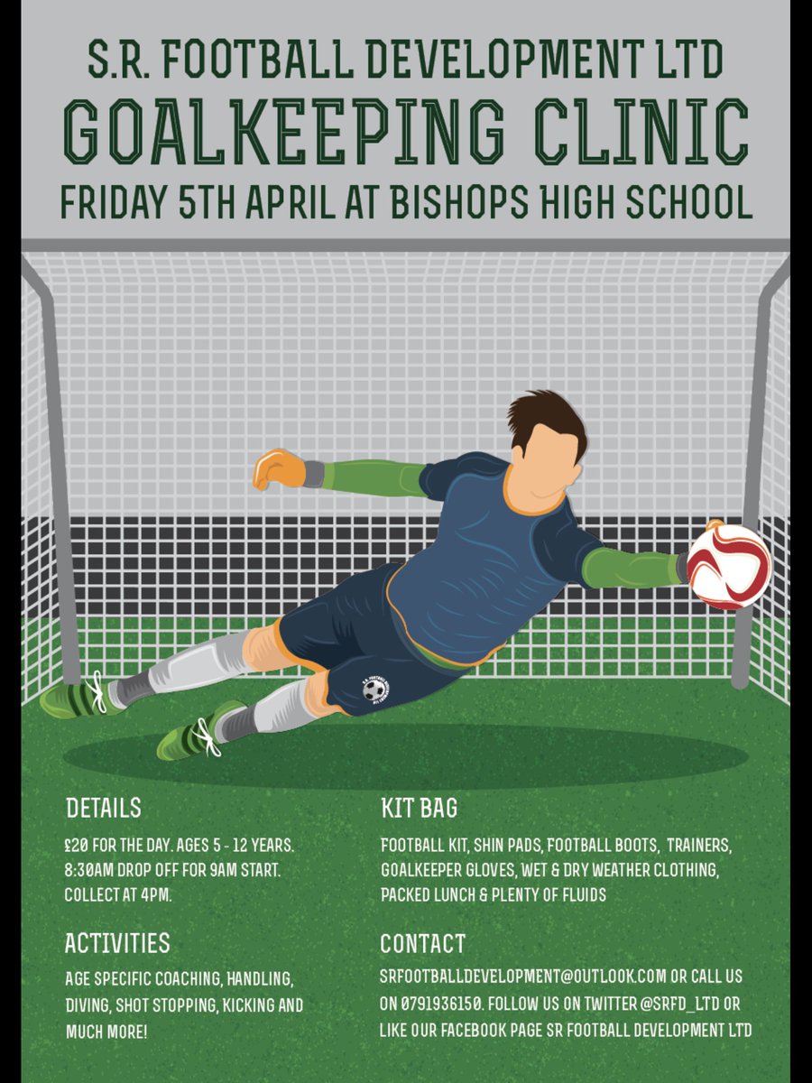 SRFD_ltd's tweet photo. Exciting news : 
We are pleased to announce our 1st goalkeeping clinic! 
We are going to be working on all aspects of goalkeeping for all ages for what is sure to be a fantastic day for all. 
Please get in touch to reserve a place with us for this event!  #chester #goalkeeping ⚽️ https://t.co/qLyAAAw8r2