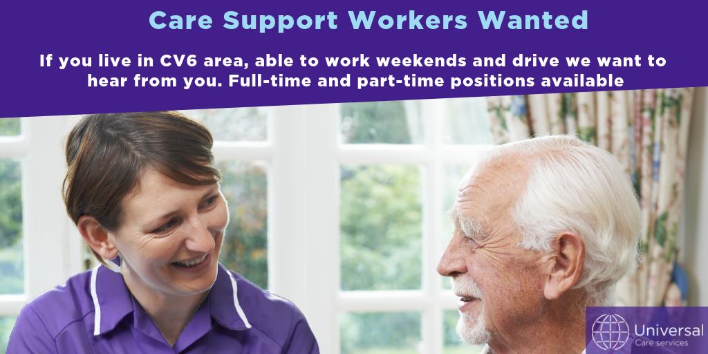 Universal_Care_'s tweet image. Do you want a new challenge? Why not consider a career in care, which offers fantastic opportunities. 
For further information please contact Justyna on 07826 540235 or email jweclaw@universalcareservices.co.uk #CoventryJob #CareSupportWorker #JobShop #Localjob #Care #Nowhiring