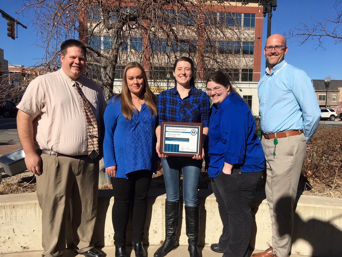WeberElections's tweet photo. Weber County Elections Staff, accepts the 2018 Clearinghouse Awards for best practices in election administration, also known as the “Clearie” Award.  #WinninginWeber https://t.co/1MVw9XQu8D