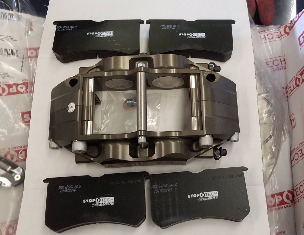 ChristinaYLam's tweet image. Look what just showed up from @stoptech! Check out the brand new E46 M3 Competion Brake Kit! This kit will be available later this summer after we do some validation on it. There is some serious braking power right here! Can’t wait to install it! #stoptech #brakelatefinishfirst