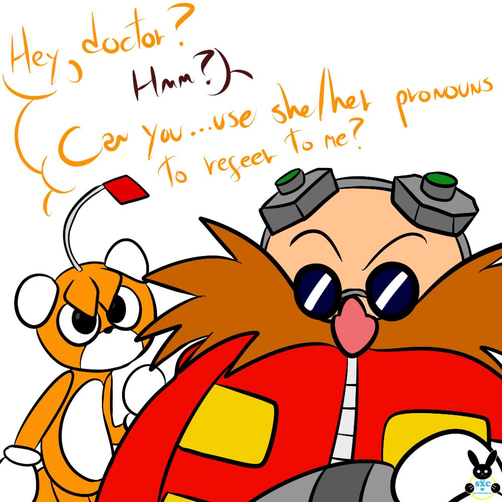 Javivi🐰 on X: Eggman said trans rights 💪🏳️‍🌈 Build as a non  binary/male badnik, Tails Doll (Later known as Doru) always knew she was a  girl #fanart #eggman #tailsdoll  / X