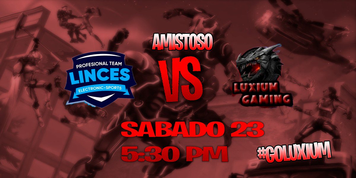 Este sábado a las 5:30pm amistoso contra <a href="/linces_e/">Linces eSports</a> daremos el 1000% de lo que podremos,daremos es ectaculo...