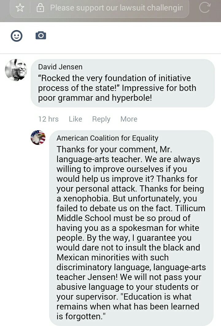 aceuswa's tweet photo. Wow, this apparently privileged Mr.  Language Art is wasting no time to ridicule our immigrant language disadvantages and lecture our parents with his "most informed" attitude, he seems to keep forgetting who is paying for school levies and his salary!  @TheBSD405 @BelReporter https://t.co/UNmY1TWOdp