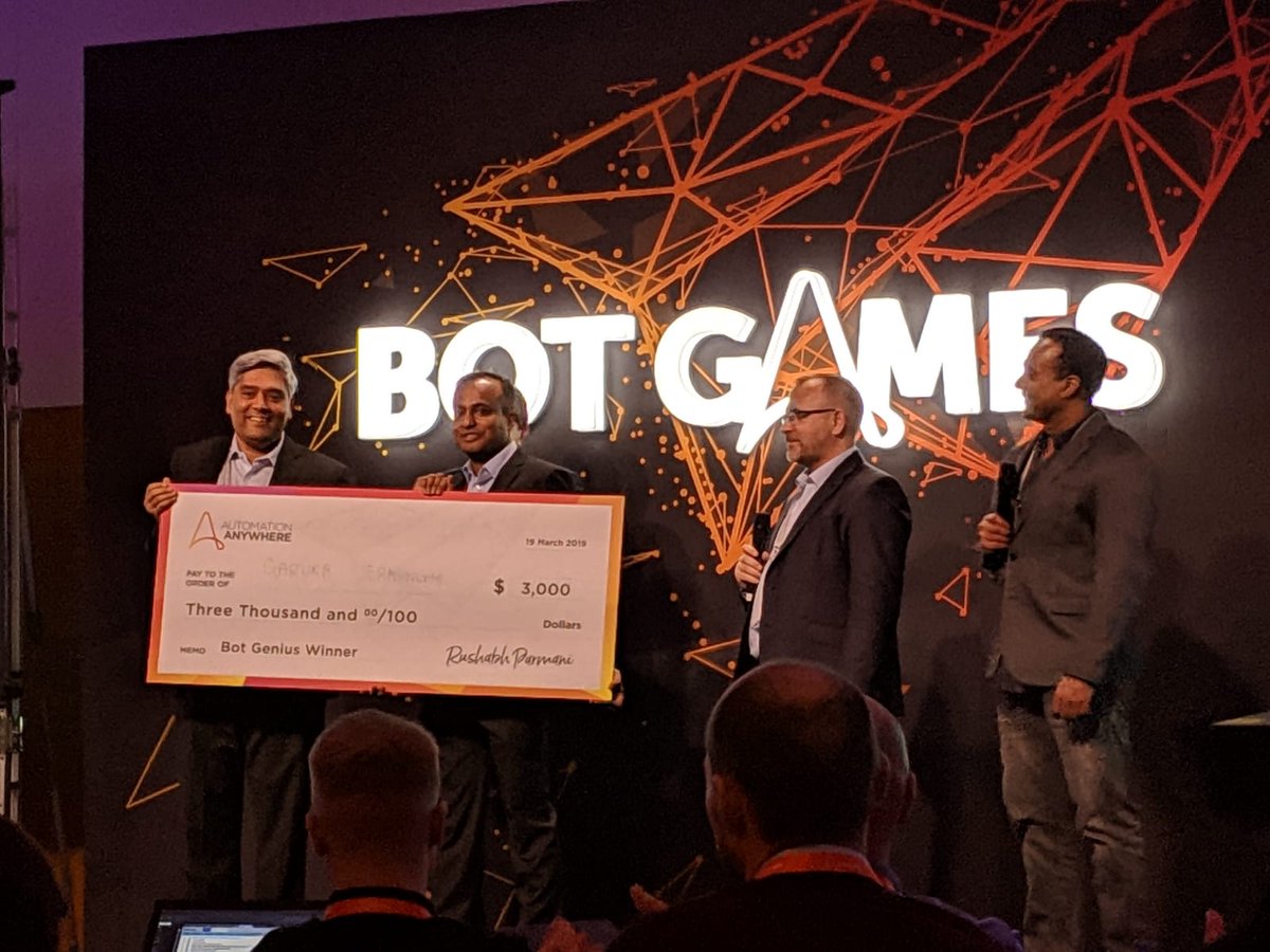 intellimorph's tweet photo. @intellimorph team Alex and Garuka won prices for #automationanywhere #imagine #london #botgames #botgenius #AAImagine https://t.co/Spqc4n6Vyo