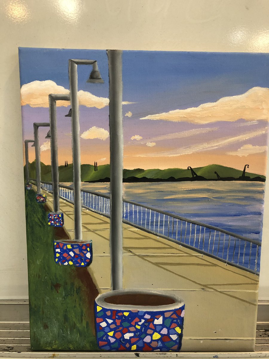 perlita707's tweet photo. My 4 Vallejo waterfront paintings done in oil. Pls like or retweet lol my whole life is about art and want it to be a career someday ☺️

#oil #art #vallejo #California #marina #paintings #abstract https://t.co/oWYEv6i5BG