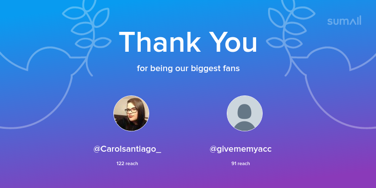 markleeslay's tweet photo. Our biggest fans this week: @Carolsantiago_, @givememyacc. Thank you! via https://t.co/gS5lUrgiqD https://t.co/W6p1HQtPAZ