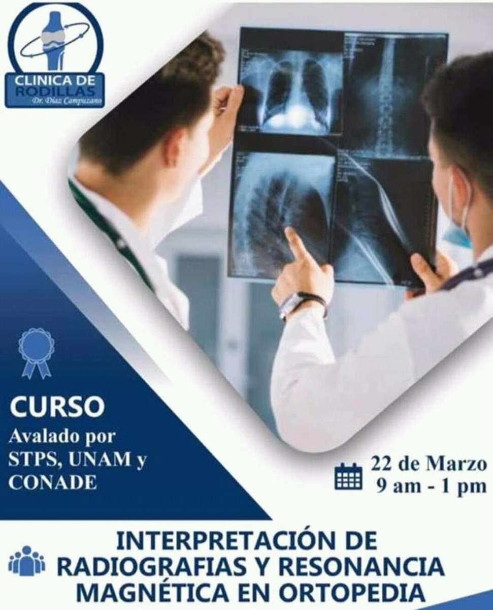 xtnegocio's tweet photo. Curso de interpretación radiográfica y de resonancia magnética en Traumatología y Ortopedia.
https://t.co/KPODsFxA42

¡Crea competencias y mejora tu consulta! Certificación ante #STPS.
#xtnegocio #clinicaderodillas #certificacion #radiografia #resonanciamagnetica https://t.co/Sa4XLWn8Pb