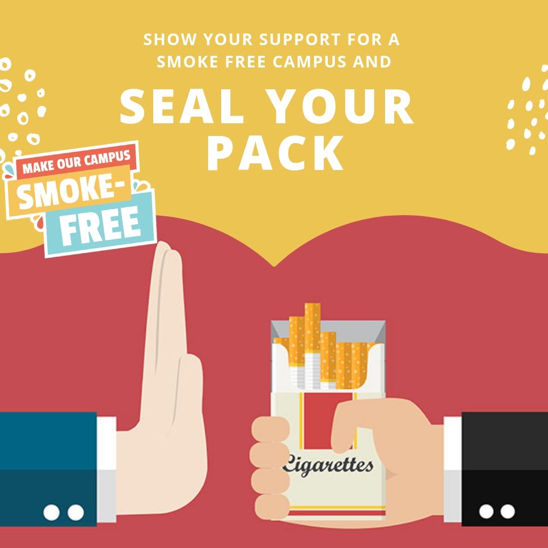 SmokeFreeBrock's tweet photo. ONE MORE DAY until the 1 Day-stand! Be sure to come by our 3 booths located by Market stairs, in the Walker Complex, and in the International Centre for information on smoke-free campuses and to receive a “seal your pack” sticker. https://t.co/mrPwfV0p92