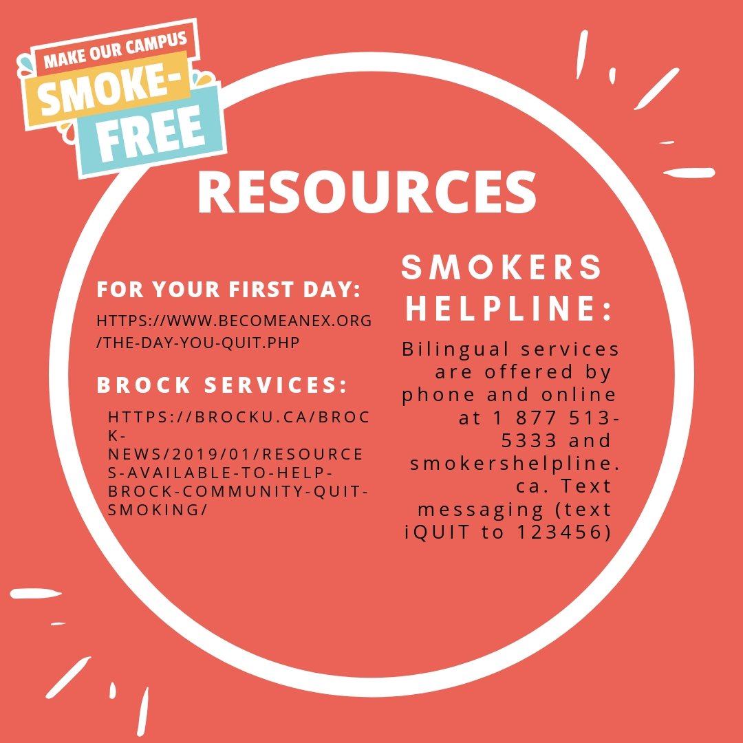 SmokeFreeBrock's tweet photo. ONE MORE DAY until the 1 Day-stand! Be sure to come by our 3 booths located by Market stairs, in the Walker Complex, and in the International Centre for information on smoke-free campuses and to receive a “seal your pack” sticker. https://t.co/mrPwfV0p92