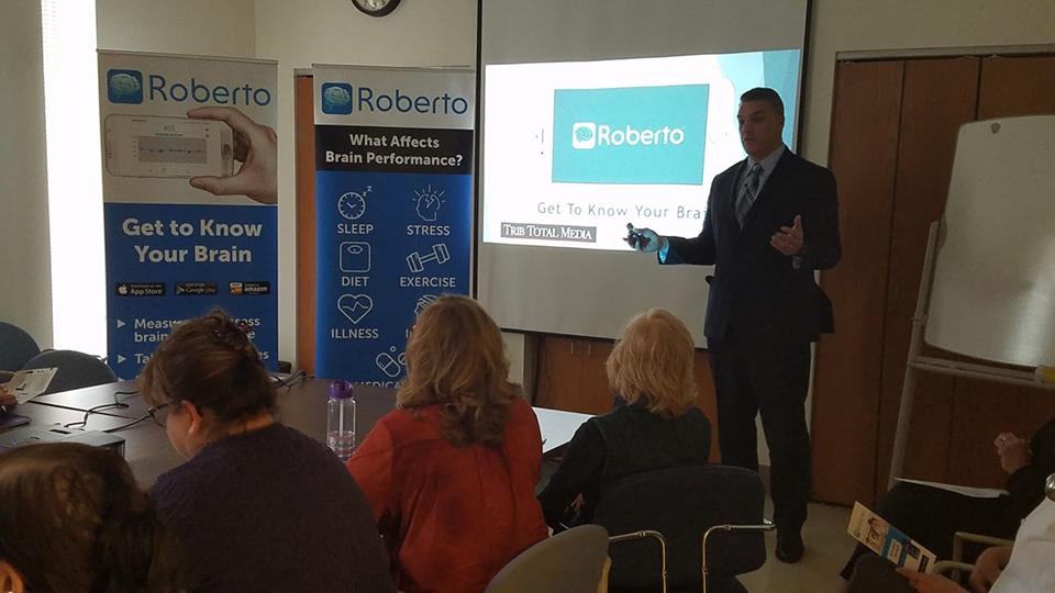 therobertoapp's tweet photo. Our Gus Frerotte, kicking off a corporate brain performance program for employees of Trib Total Media. Want to add the brain to your company's wellness plan? Contact us and we'll design a program that meets your needs. https://t.co/K6UfdsrqDL