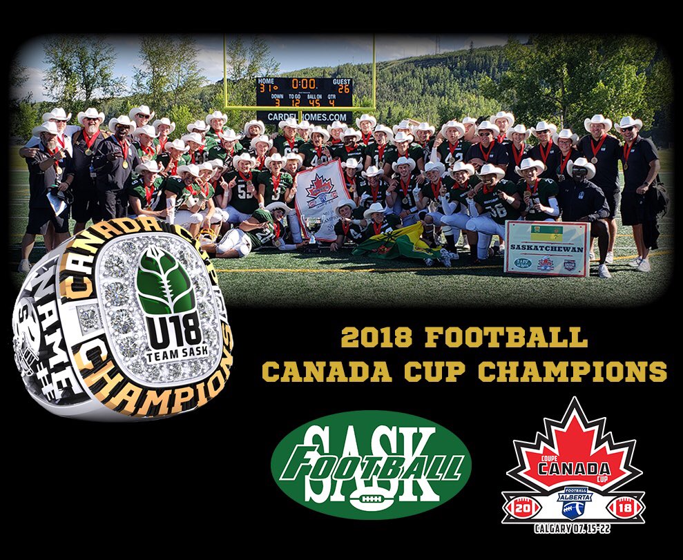 TysonKrush's tweet photo. @FootballSask Championship Season Hardware. #reallybigrings #reallybigthings Proud of this team and this accomplishment. Let’s go get another @FootballCanada Cup https://t.co/UWnla76OAX