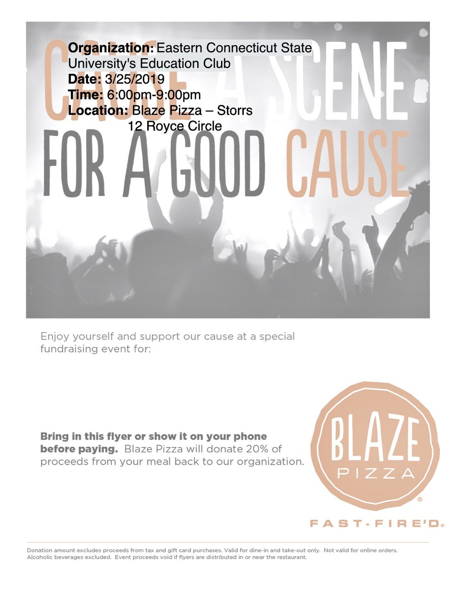 EasternEdClub's tweet image. Come get a “PIZZA” this fundraiser!!! Next Monday March 25, between 6-9 come to Blaze for pizza &amp;amp; your funds will help support our club - make sure to bring and show this flyer!! 🍕💰