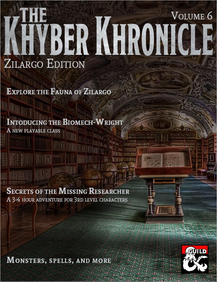Woot! Khyber Khronical Volume 6 is featured in the newest <a href="/dms_guild/">Dungeon Masters Guild</a> newsletter. Have you picked up your copy yet? #dnd #eberron #ttrpg #rpg #dnd5e