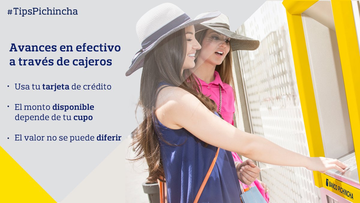 Si tienes una tarjeta de crédito Banco Pichincha Visa/Mastercard puedes hacer avances en efectivo en los cajeros. 💳
📌 RECUERDA que el pago del monto total que hayas retirado se reflejará en tu próximo estado de cuenta. #TipsPichincha