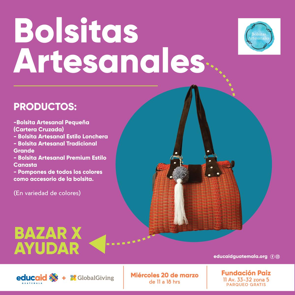 fundacion_paiz's tweet photo. Mañana "BAZAR PARA AYUDAR 🙏🙌🙏"
Estará presente Bolsitas Artesanales con todos sus magníficos productos. ¡No puedes faltar!
.
#Educaidguatemala #GlobalGiving #HappyClick #Guatemala #donación #segundaoportunidad #Crowdfunding #Fundraising #ayudahumanitaria #donate #hope https://t.co/pNP659wT5a