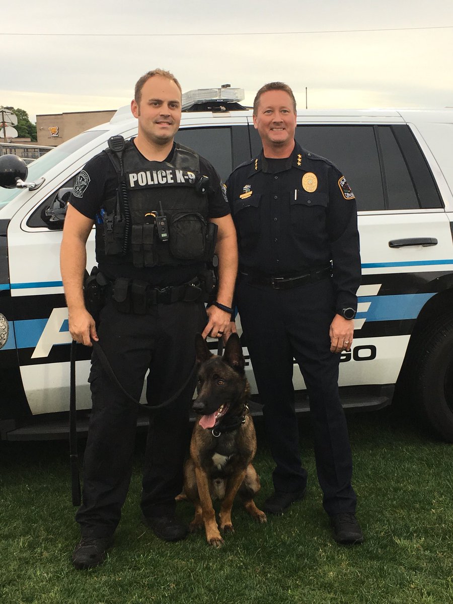 LargoPD's tweet photo. K9 Chato, Officer Hansmann &amp; Chief Undestad celebrate the graduation!  #K9Graduation #WheresTheCake? https://t.co/XoTMM50Zgh