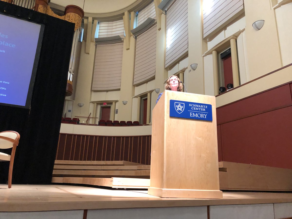 EmoryUniversity's tweet photo. Welcome by @prezsterk includes stats about #veterans in GA: There are 800,000 veterans in GA, the state has the fifth largest active duty population, 9% of population has served or is serving their country #EmoryVets #TimesEvents https://t.co/sAmyULRHeQ
