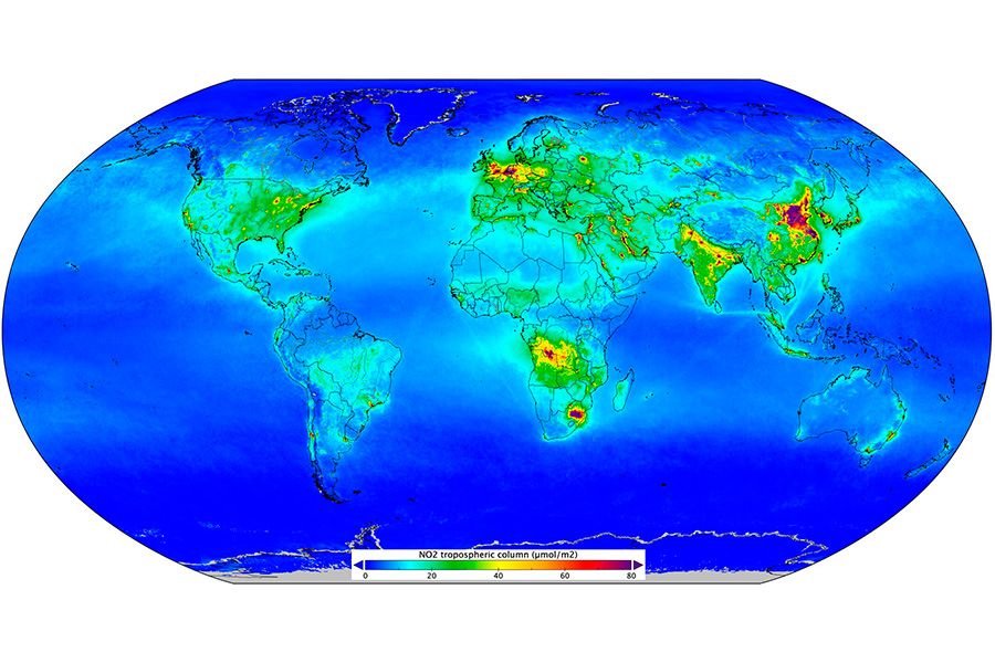 AutomovilMex's tweet photo. La #AgenciaEspacialEuropea, a través del satélite #CopernicusSentinel5P, nos comparte un mapa de las zonas con mayor acumulación de dióxido de nitrógeno (NO2), generado por los autos y la actividad industrial. #VerdeAP https://t.co/5TdXUL4HaS