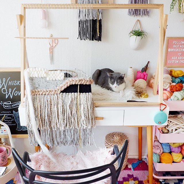 I’ve officially given up trying to keep him off the desk &amp; made him a bed 🤷🏼‍♀️ #wip .
.
.
.
#makerlife #etsygifts #etsyfind #mybeautifulmess #waketomake #etsyfinds #handweaving #macramemovement #bohostyle #moderndecor #dslooking #ontheloom #wovenwallhan… ift.tt/2UJVc2V