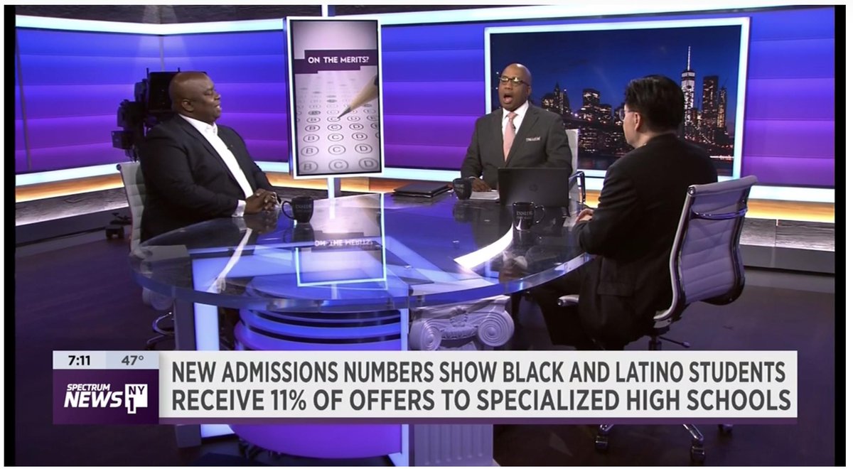 DCruzNews's tweet photo. Fascinating debate on #SpecializedHighSchool. @RichardBuery on @NY1 with @errollouis on the test: "We have to think about what kind of city we want to build. How are they going to succeed when they're only one in seven black students. https://t.co/ohMlQ3tw49