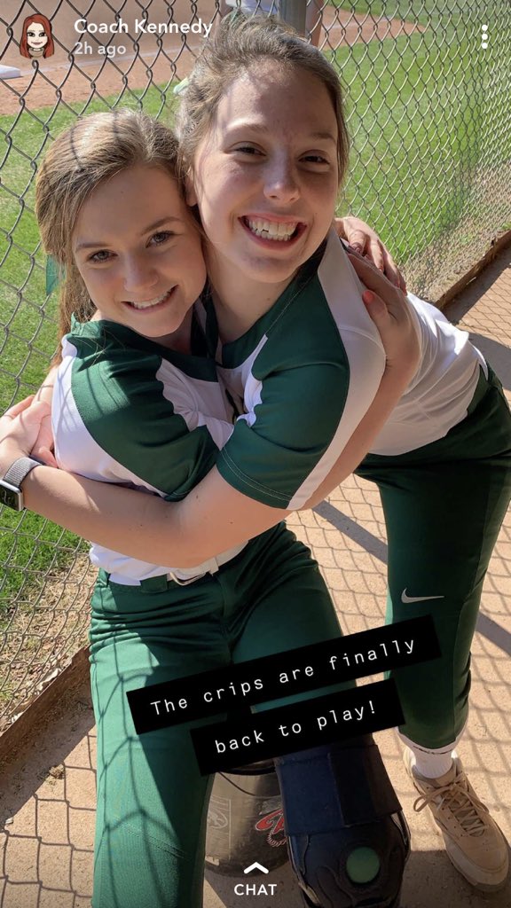 facs_softball's tweet photo. Our seniors, Maci Hill and Sarrah Stephenson, faces when we got our first season win!! We’re 1-0 starting off strong!!! https://t.co/7JRvj9YTex