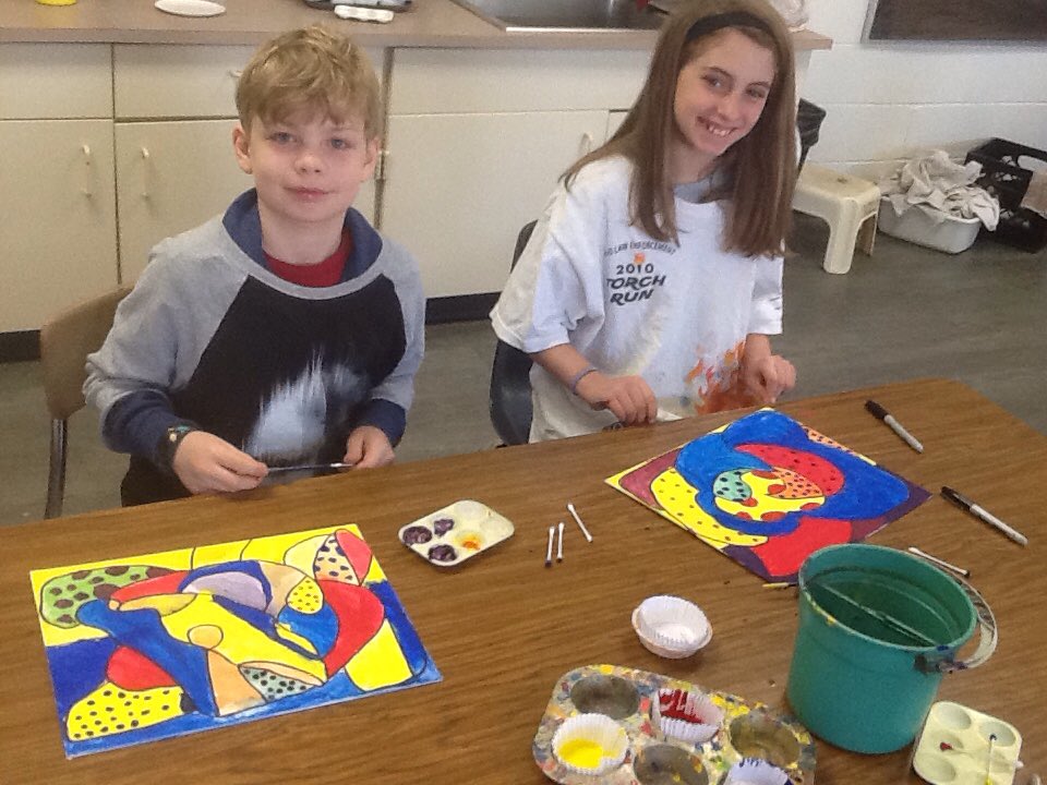 mynchenberg's tweet photo. 3rd gr. Art students successfully tackle a new art unit on Yoyai Kusama.  I'm so proud of them!#cfevs #c.m.a. https://t.co/z7irkUacae