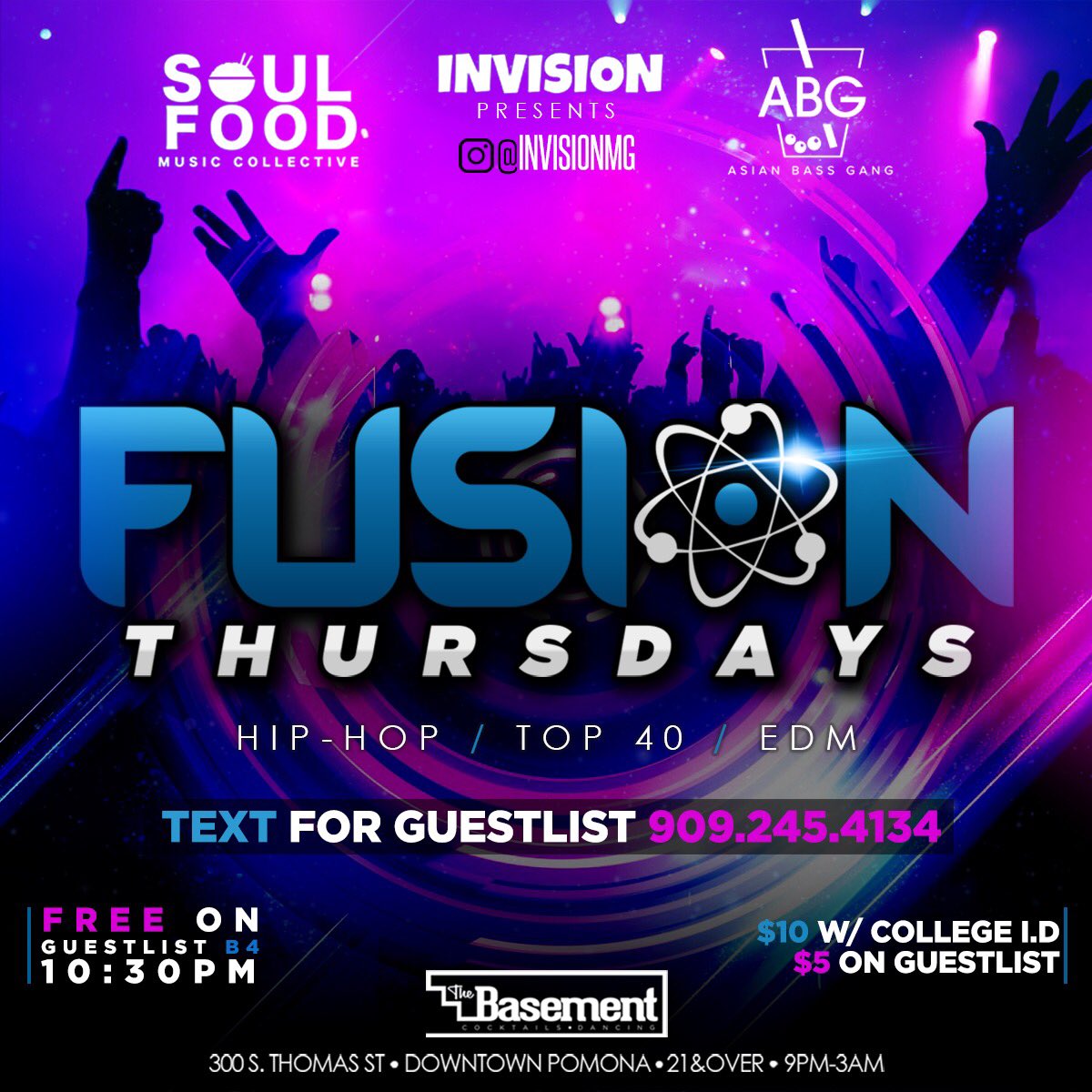 SoulFoodMC's tweet image. In collaboration with our friends @InvisionMG &amp;amp; @basement_pomona, we’re excited to announce Fusion Thursdays! 

First show’s in 2 days so let’s feast ya’ll 🍚

Feel free to DM us for more information!
