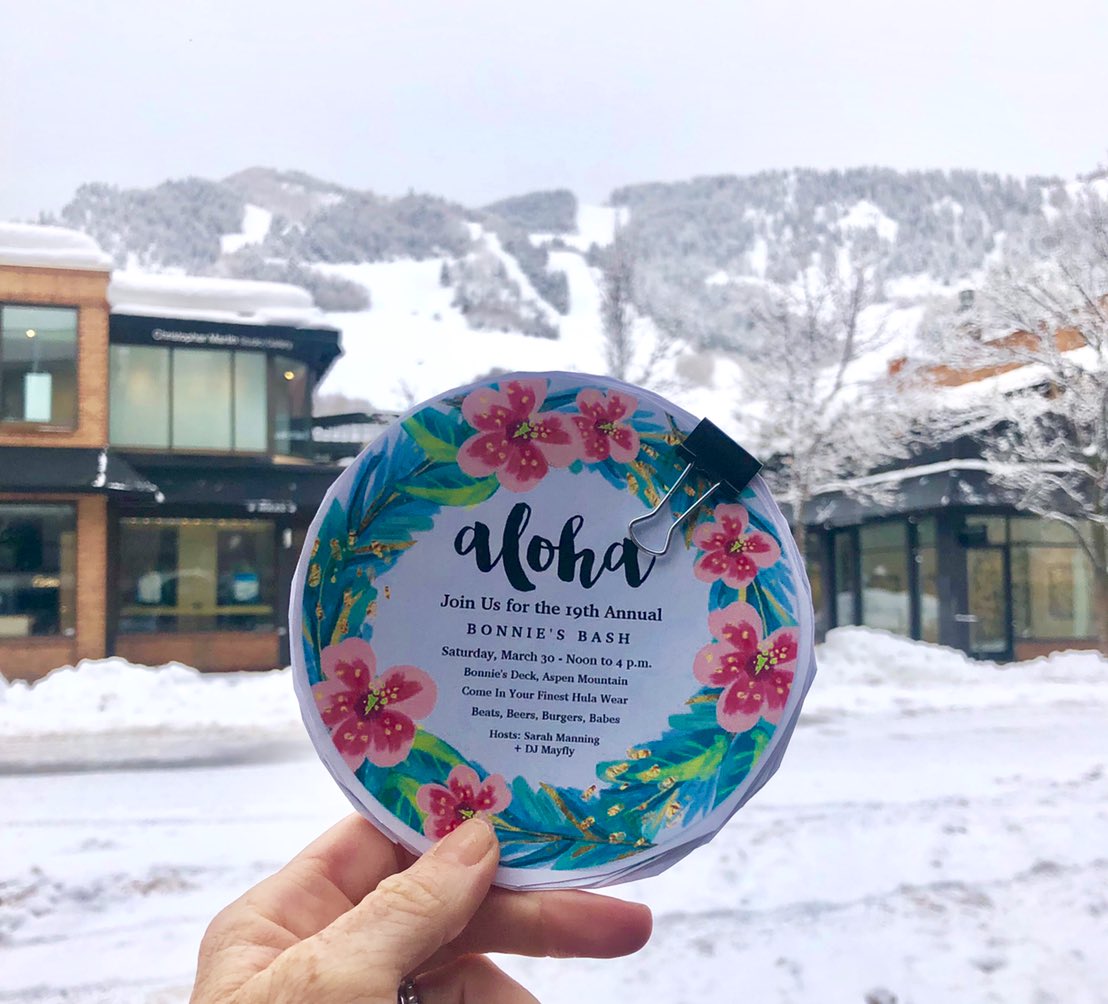 djmayfly's tweet photo. Coming up quickly - #bonniesbash #aspen March 30 from noon to 4 pm. I’ll be spinning on the decks at Bonnie’s deck. 👊🌺❄️⛷ https://t.co/2wx2O7O37S