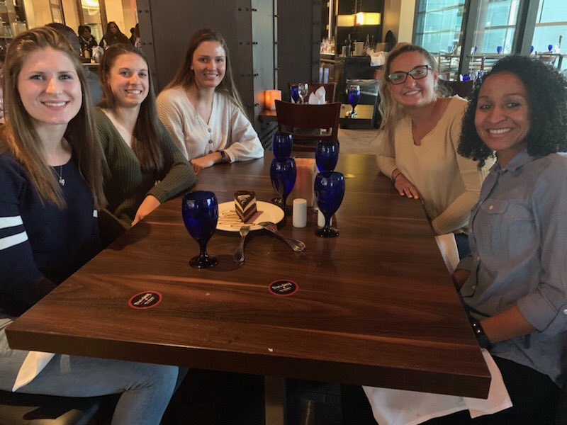 CoachKyBiggs's tweet photo. Enjoyed a nice dinner with our seniors @texasdebrazil 💙😈 Thank you - lots of love &amp; appreciation for these three!! https://t.co/a1gH32W41q