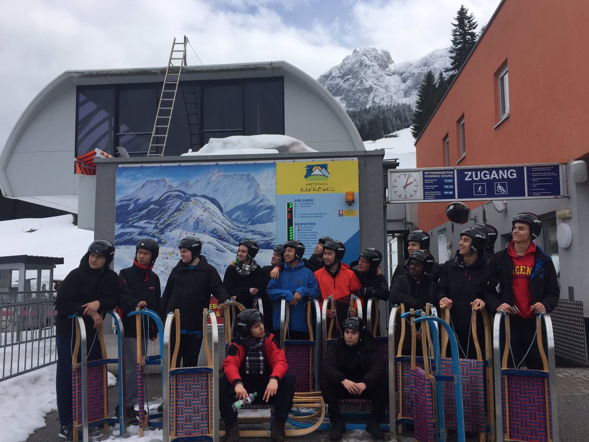 SMCSMusic's tweet photo. Sr. Music students in Salzburg today touring a salt mine, tobogganing down the Karkogel mountain and an amazing Mozart themed dinner with live music in a Baroque dining room. @SMCS1852 @SMCSParents https://t.co/qr16bfFaeO