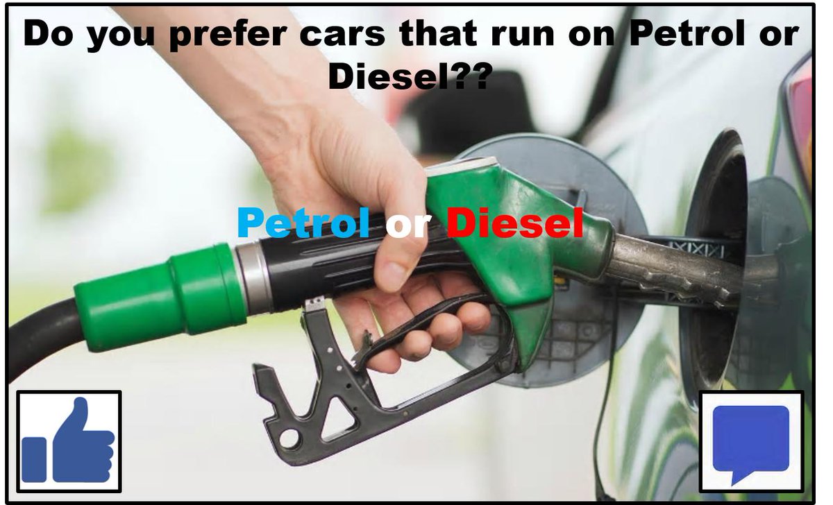 jackphi14963794's tweet photo. Do you prefer cars that run on Petrol or Diesel?? 
Like for Petrol 👍
Comment "Diesel" for Diesel 💬 https://t.co/ggWzTuOnlT