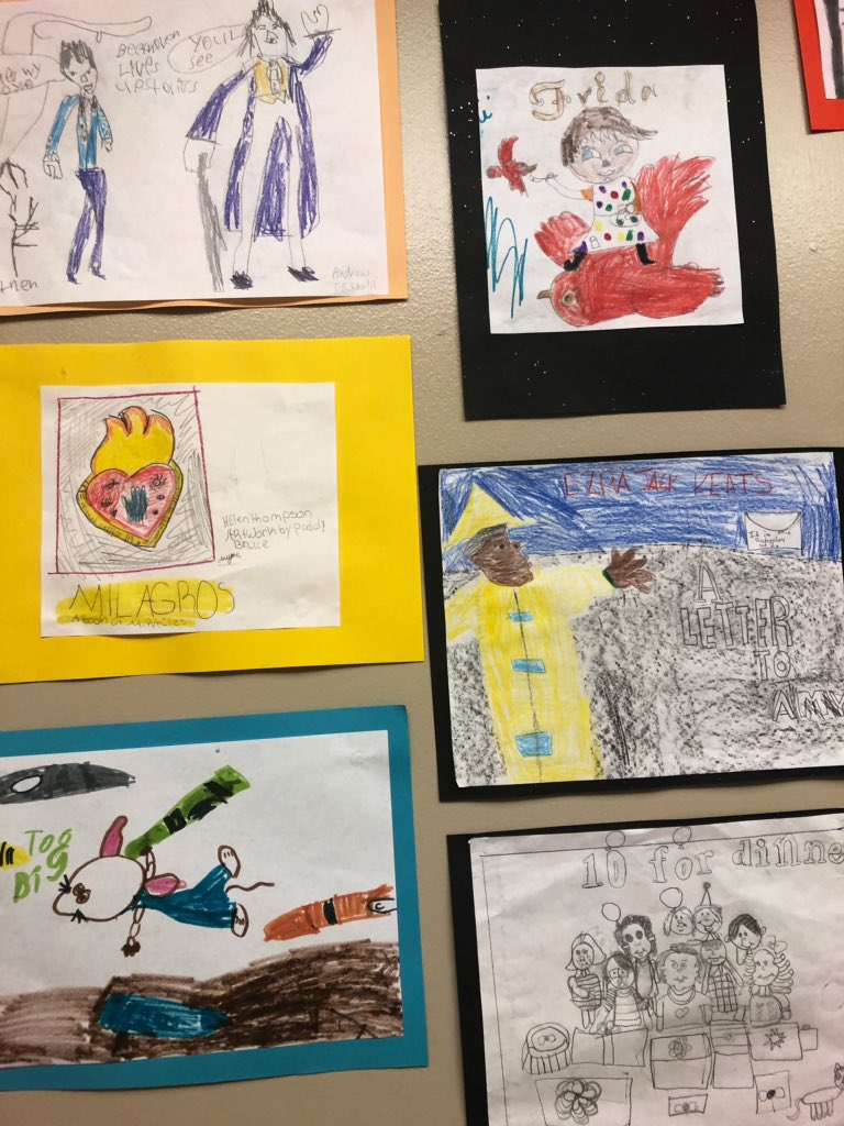 library_sutton's tweet photo. Thanks to our wonderful Specialist Art teacher Mrs. Dianna Shapiro for integrating Literacy in her art class!!!! Love it!!! https://t.co/DLUUqozXXG