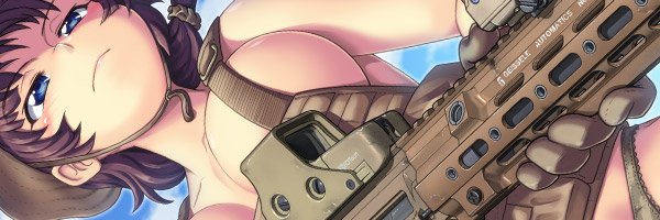 #MCあくしず
今日発売のMCあくしずさんちにいつものイラスト&漫画で参加させていただいておりますー。よろしくお願いしますなのです🐷～。
銃解説はHK416🐶 