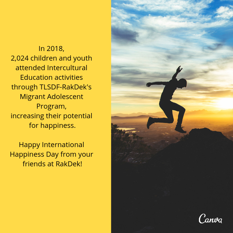 TLSDF_RakDek's tweet photo. Every day, TLSDF RakDek works to increase opportunities for #happiness #ForAllChildren in Northern Thailand. Wishing everyone a joyful #InternationalHappinessDay! #HappinessDay #HappierTogether #Migrants #childimmigration https://t.co/J2DKQynWjm
