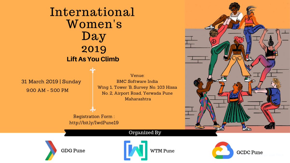 GDGPune's tweet photo. You're invited! 💌
We are celebrating International Women's day with tech & inspirational talks .👩🏿💻👩🏿💻
31st March 2019 at BMC #Pune
Meetup https://t.co/Fcv7sOEa17
Register https://t.co/5JPagX9nqv
#IwdPune @WTMPune #WomenTechmakers #womenintech #IWD19 @GDGPune @gcdcpune https://t.co/y3b9Uekp4X