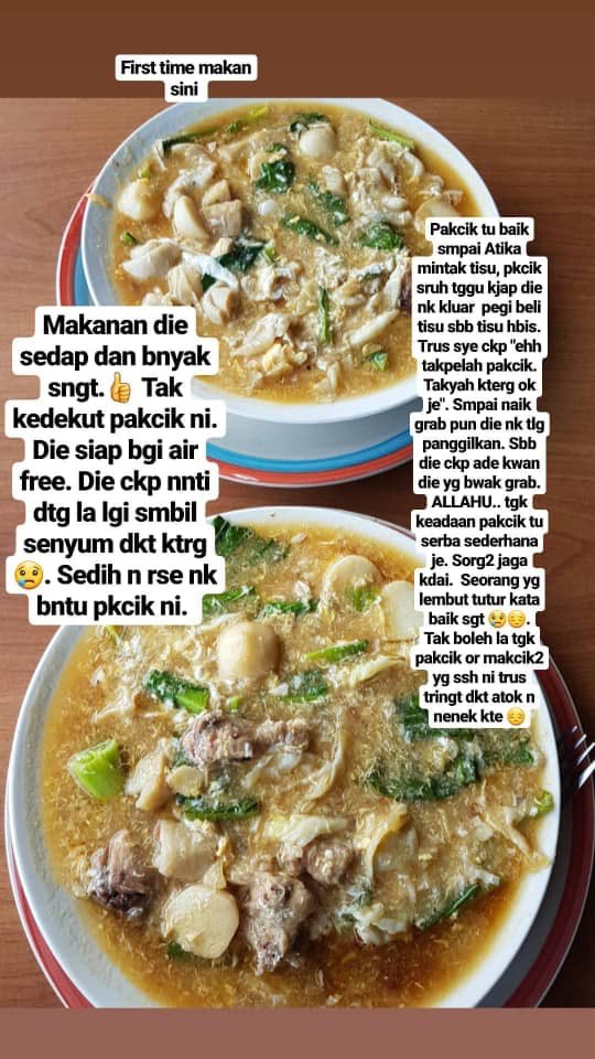 ZahidahRustan's tweet photo. Orang-orang melaka mai sini, kite tolong pakcik ni ! Ayuh ,twitter do come and makan kat sini. Sedap! Serious! Serious berbaloi. Sebarkan rezeki pakcik ni. #bantuorangislam #kasiviral #keuytiawsedap #murah https://t.co/zqba2mcJCC