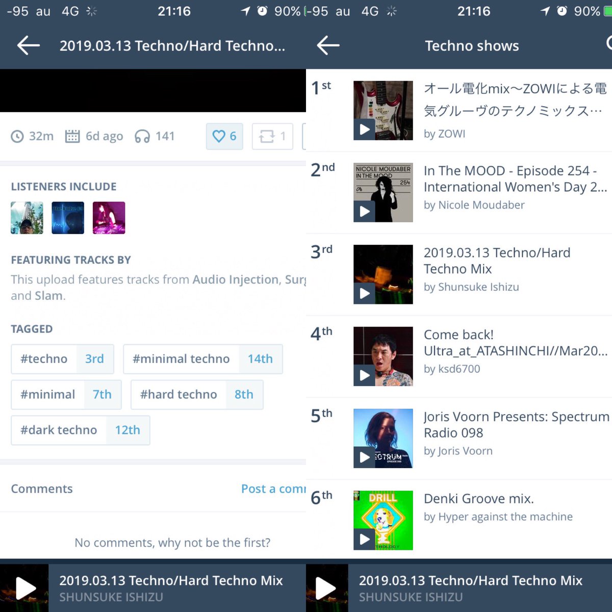 fwkx0652's tweet photo. It is the 3rd ranked DJ mix in Mixcloud's techno chart.
https://t.co/i39vM0axH8
#dj #techno #technodj #technomix #hardtechno #hardtechnodj #hardtechnomix #nightclub #shunsukeishizu #djmix #technomix #mixcloud #audioinjection #surgeon #slam #takaakiitoh #albertoruiz #ninakraviz https://t.co/o7yrfbiNPp