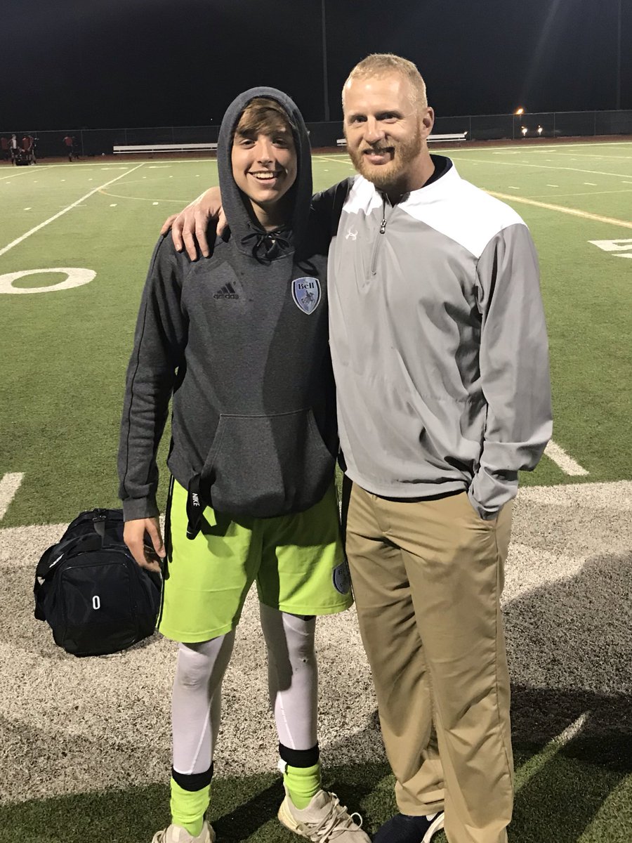 LDBell_Soccer's tweet photo. Earning Man-of-the-Match honors tonight were Eric Escobedo with some clutch defending and Ryan Saunders for stopping all 4 PKs he faced in the shootout. Huge shootout victory to clinch the district title for the 1st time in a generation. #UniteAndConquer https://t.co/3CGqhm5v7Y