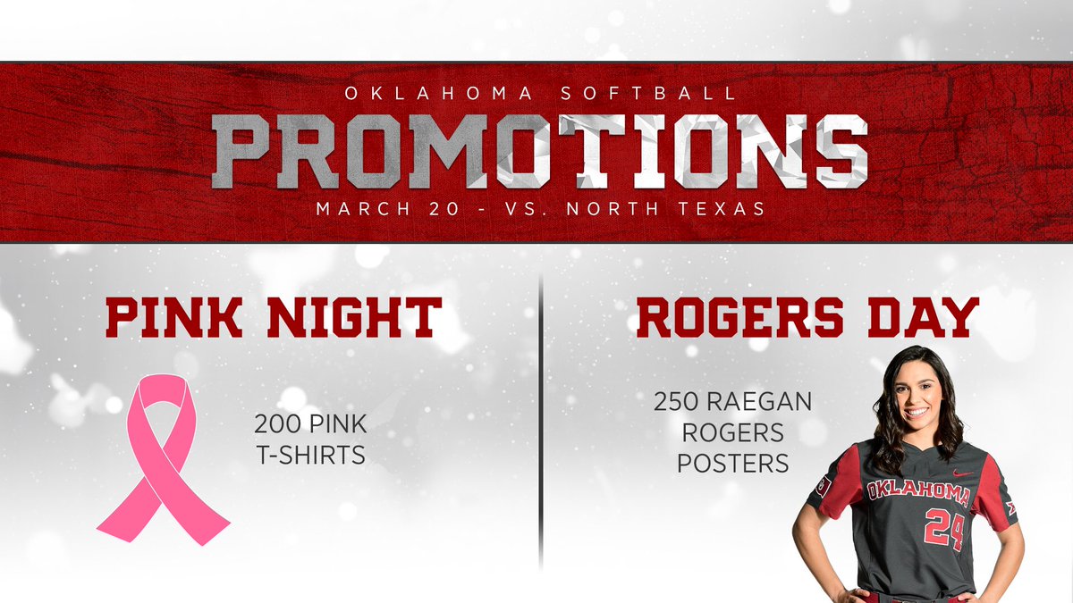OU_Softball's tweet photo. Looking forward to another sellout crowd at Marita Hynes tomorrow night! #Sooners will hold their annual Pink Night and celebrate @Raegan_Rogers24βs senior day βοΈ
Wear pink and remember to #ArriveSooner!
β‘οΈ https://t.co/Su8WoH3Fzs https://t.co/wgOglCyva7