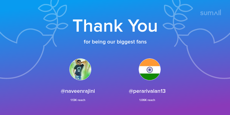 misskomathy's tweet photo. Our biggest fans this week: @naveenrajini, @perarivalan13. Thank you! via https://t.co/RU8wsErkZo https://t.co/0winPhg0CZ